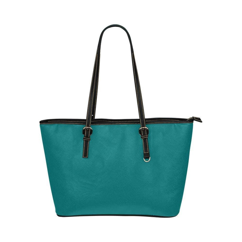 Large Leather Tote Shoulder Bag - Dark Teal Green Handbag