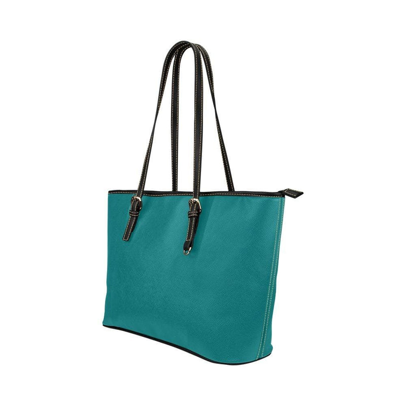 Large Leather Tote Shoulder Bag - Dark Teal Green Handbag