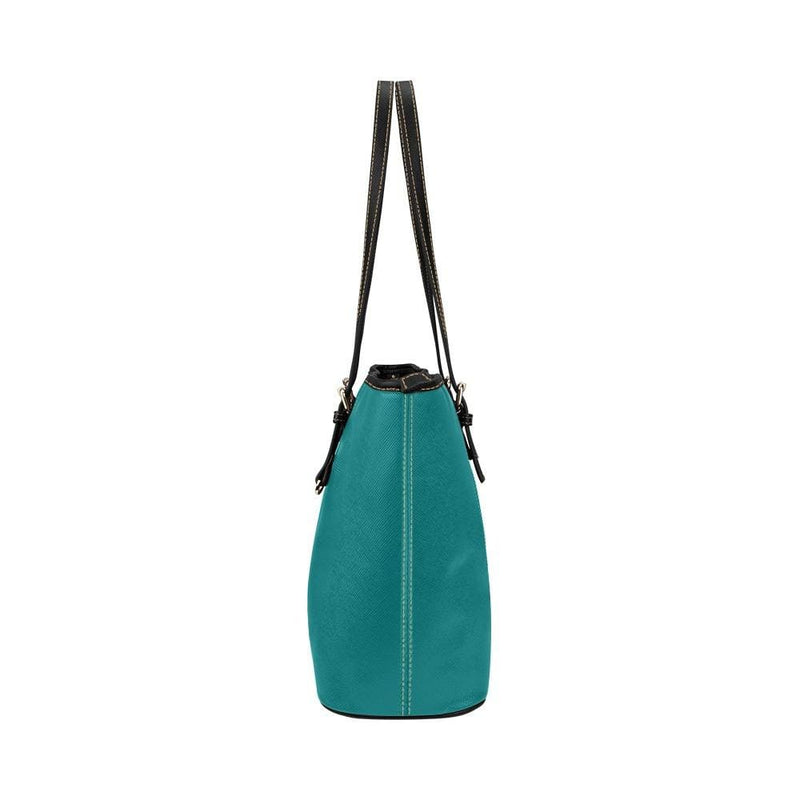 Large Leather Tote Shoulder Bag - Dark Teal Green Handbag