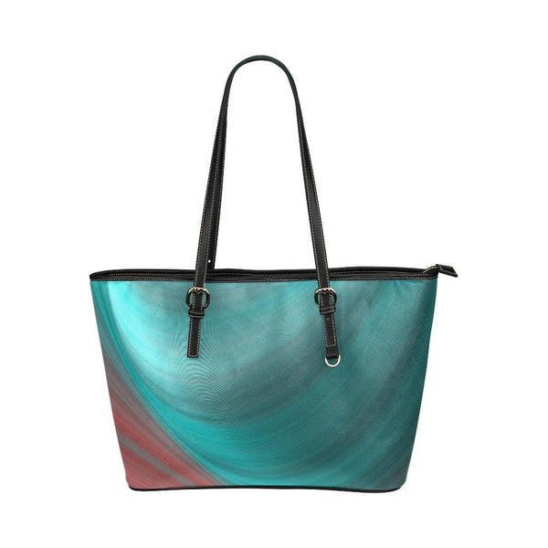 Large Leather Tote Shoulder Bag - Gradient Sea Green Handbag