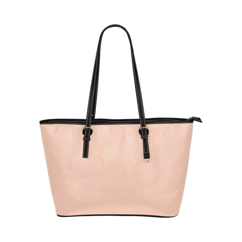 Large Leather Tote Shoulder Bag - Peach Pink Handbag