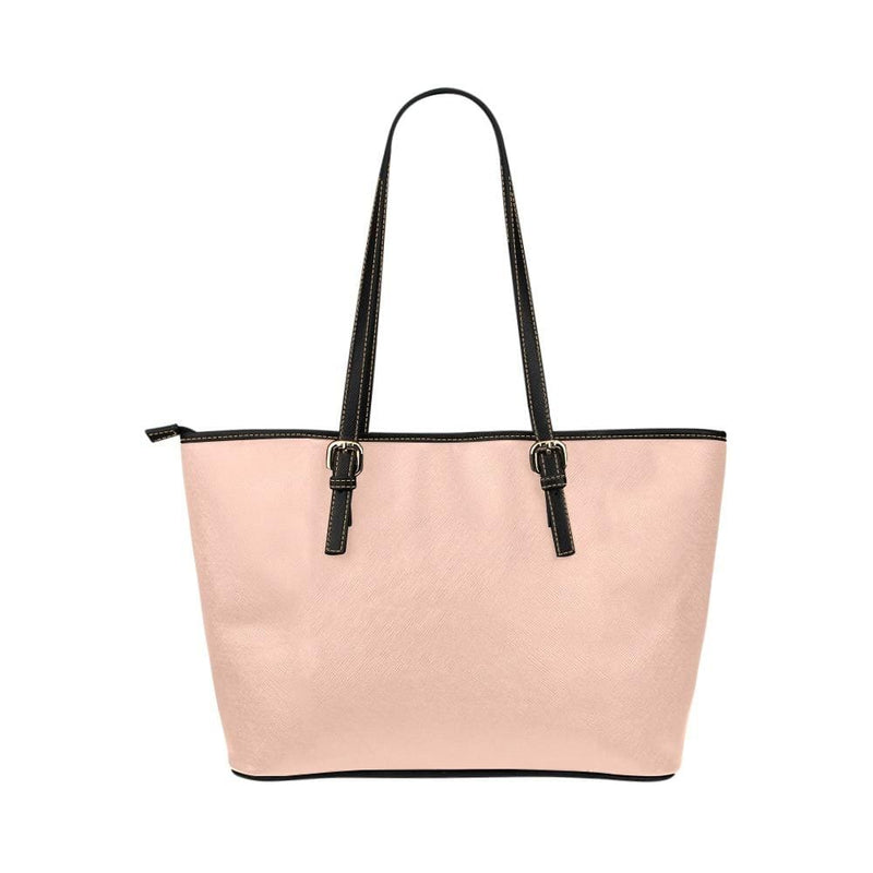 Large Leather Tote Shoulder Bag - Peach Pink Handbag