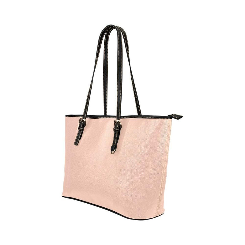 Large Leather Tote Shoulder Bag - Peach Pink Handbag