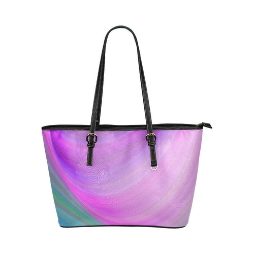 Large Leather Tote Shoulder Bag - Pink and Blue Gradient Handbag