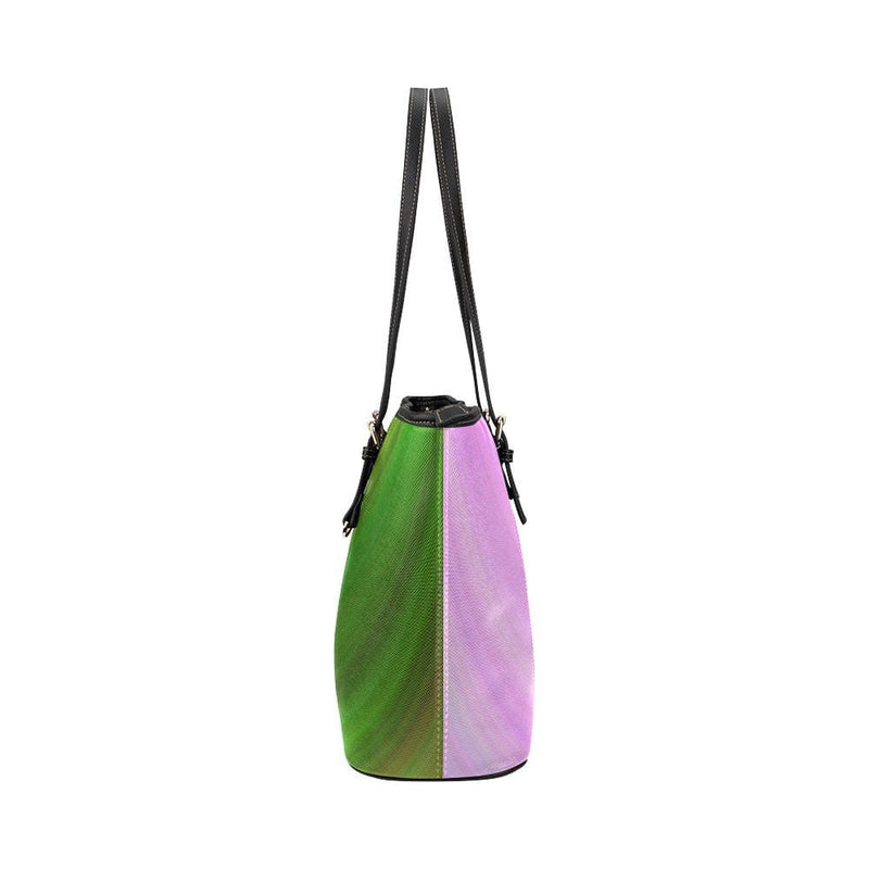 Large Leather Tote Shoulder Bag - Pink and Green Gradient Handbag