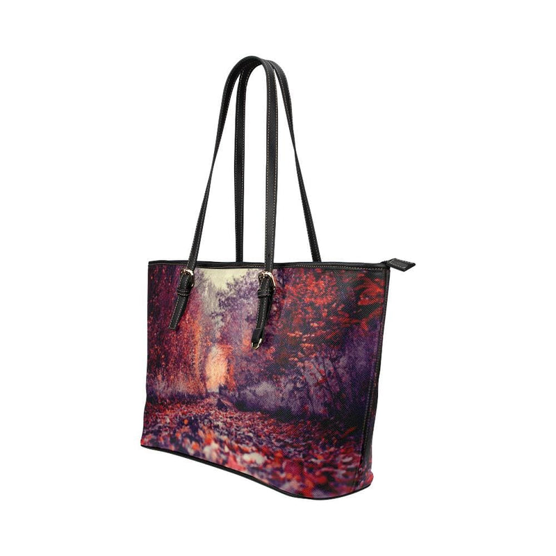 Large Leather Tote Shoulder Bag - Red Radiant Forest Handbag