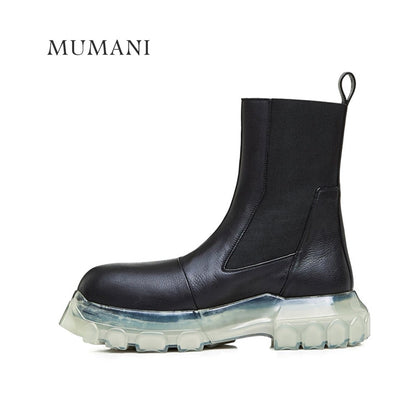 Woman‘s Chelsea Boots Black Genuine Leather Round Toe England Handsome