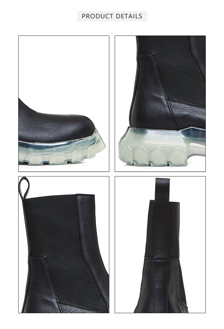 Woman‘s Chelsea Boots Black Genuine Leather Round Toe England Handsome