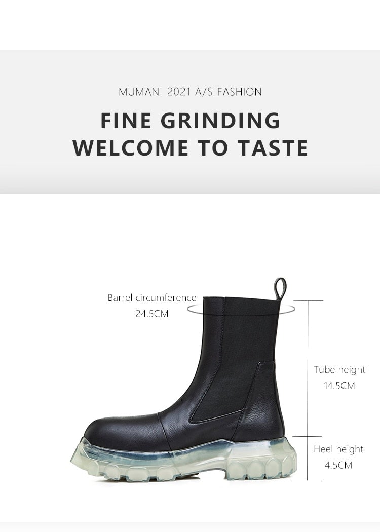 Woman‘s Chelsea Boots Black Genuine Leather Round Toe England Handsome