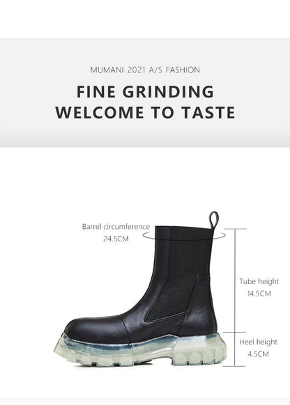 Woman‘s Chelsea Boots Black Genuine Leather Round Toe England Handsome
