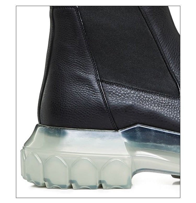 Woman‘s Chelsea Boots Black Genuine Leather Round Toe England Handsome