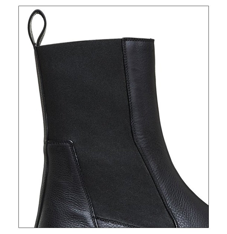 Woman‘s Chelsea Boots Black Genuine Leather Round Toe England Handsome