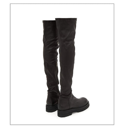 Woman‘s Over The Knee Boots Genuine Leather Zipper Elasticity