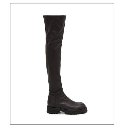 Woman‘s Over The Knee Boots Genuine Leather Zipper Elasticity