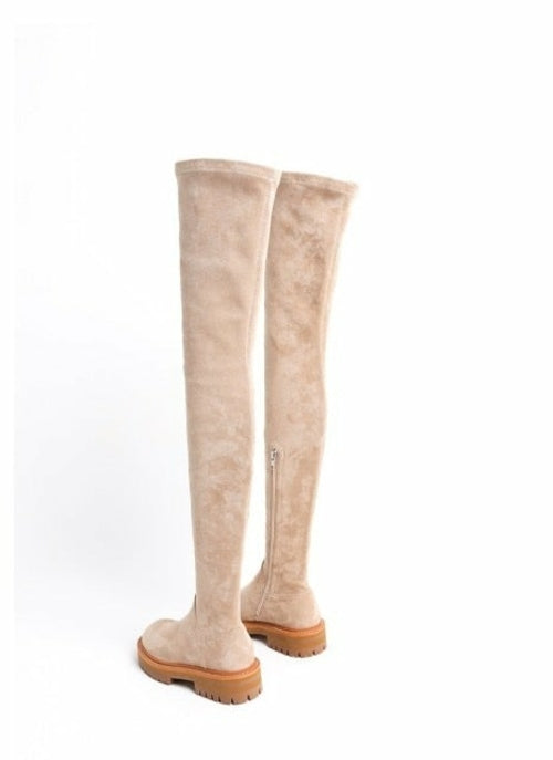 Woman‘s Over The Knee Boots Genuine Leather Zipper Elasticity
