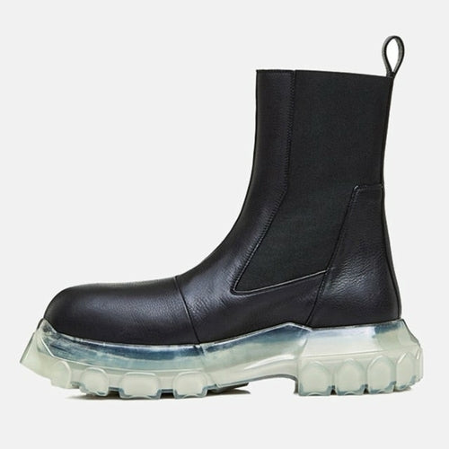 Woman‘s Chelsea Boots Black Genuine Leather Round Toe England Handsome
