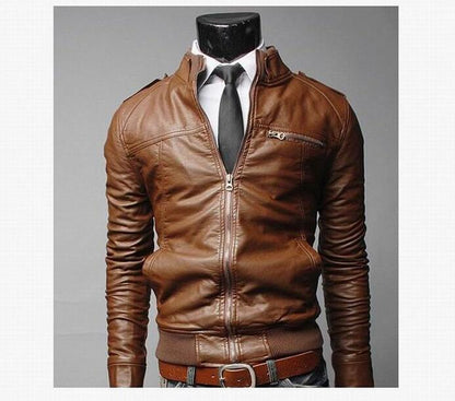 Mens PU Leather Jacket Fashion Coats