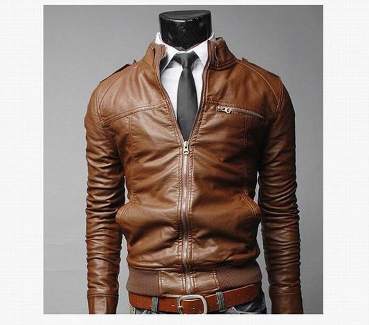 Mens PU Leather Jacket Fashion Coats