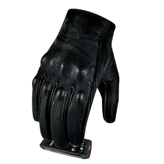 New Motorbike Gloves Premium Goatskin Leather Full Finger Touchscreen