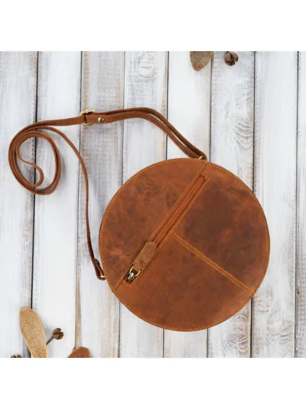 Round Leather Handbag