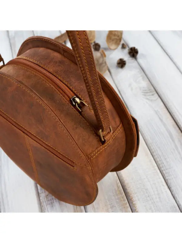 Round Leather Handbag