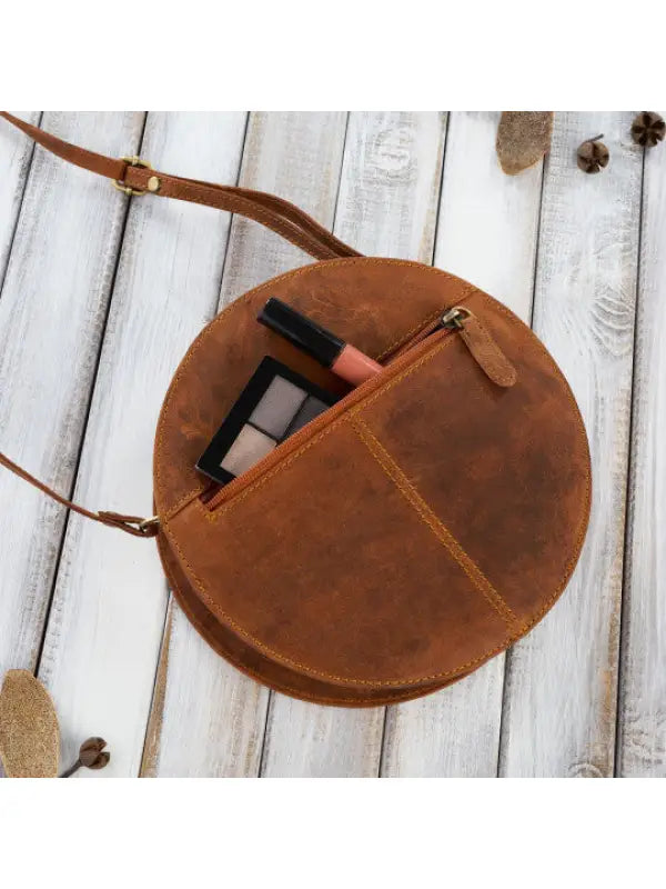 Round Leather Handbag