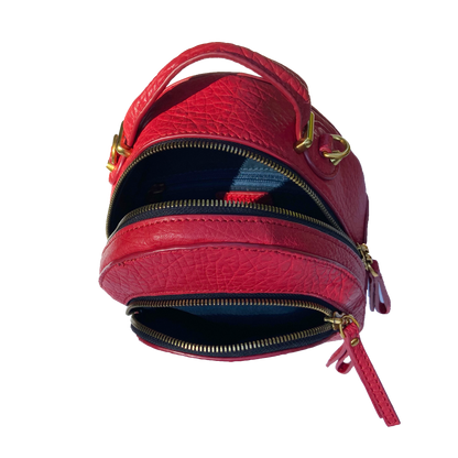 Amanda Red Convertible Leather Backpack Purse