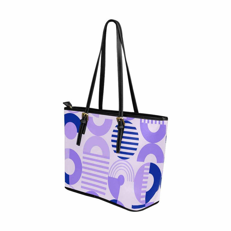 Large Leather Tote Shoulder Bag - Purple Multicolor Handbag