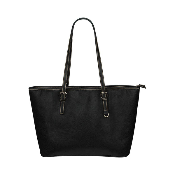 Large Leather Tote Shoulder Bag - Solid Black