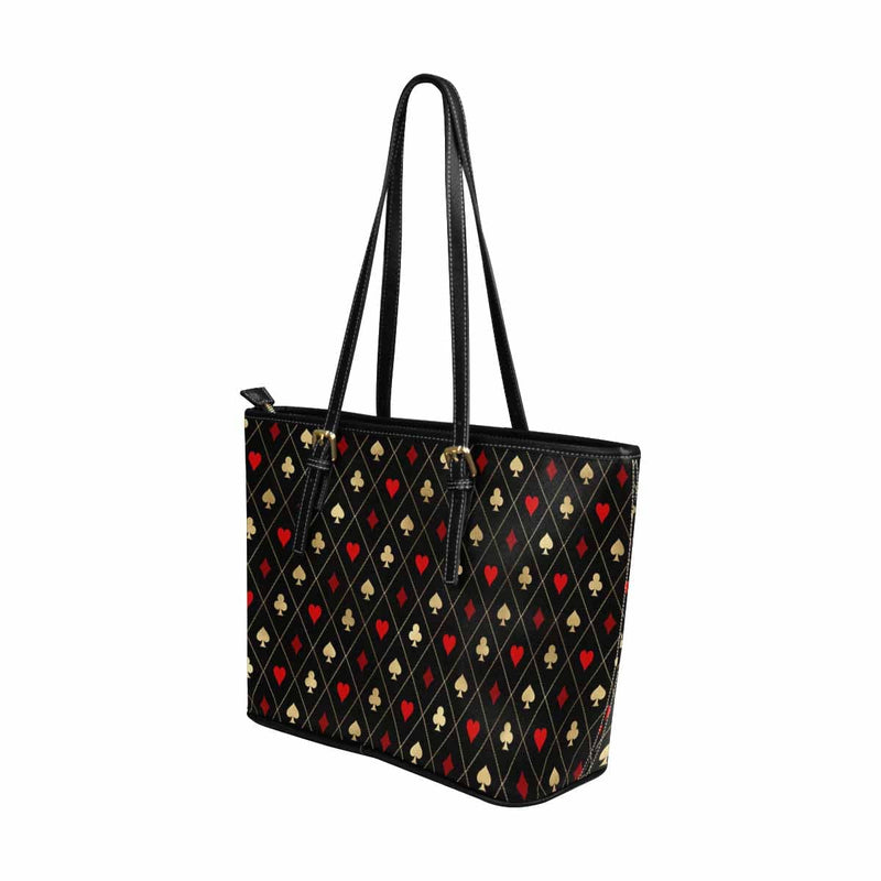 Large Leather Tote Shoulder Bag - Black Multicolor Handbag