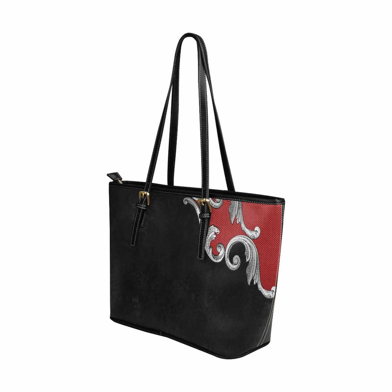 Large Leather Tote Shoulder Bag - Black Multicolor Handbag