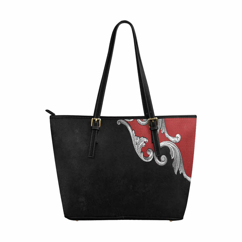 Large Leather Tote Shoulder Bag - Black Multicolor Handbag