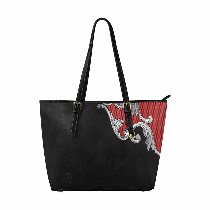 Large Leather Tote Shoulder Bag - Black Multicolor Handbag