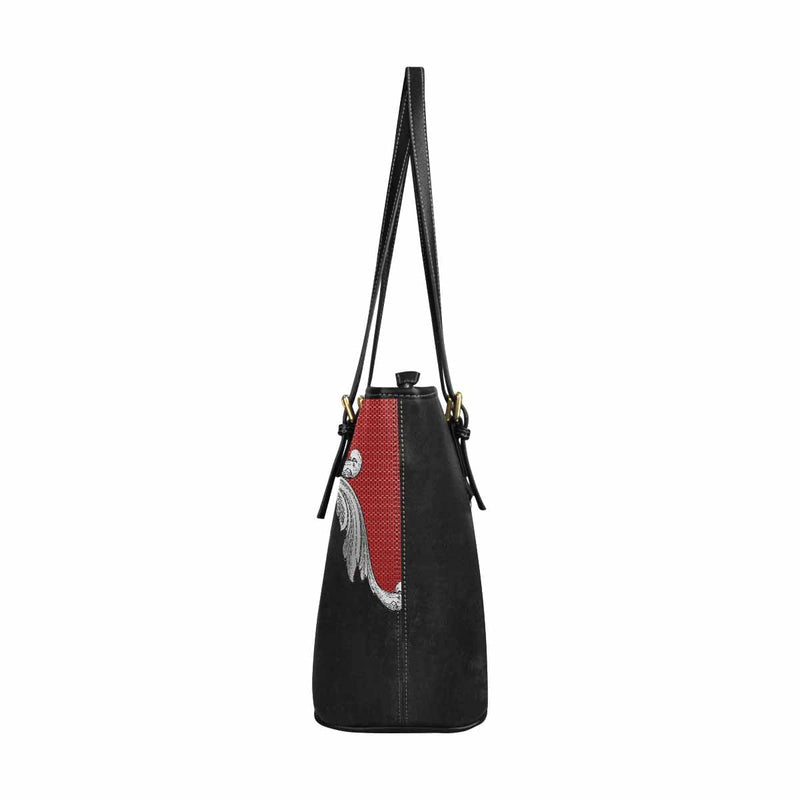 Large Leather Tote Shoulder Bag - Black Multicolor Handbag