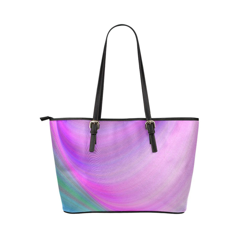 Large Leather Tote Shoulder Bag - Pink and Blue Gradient Handbag