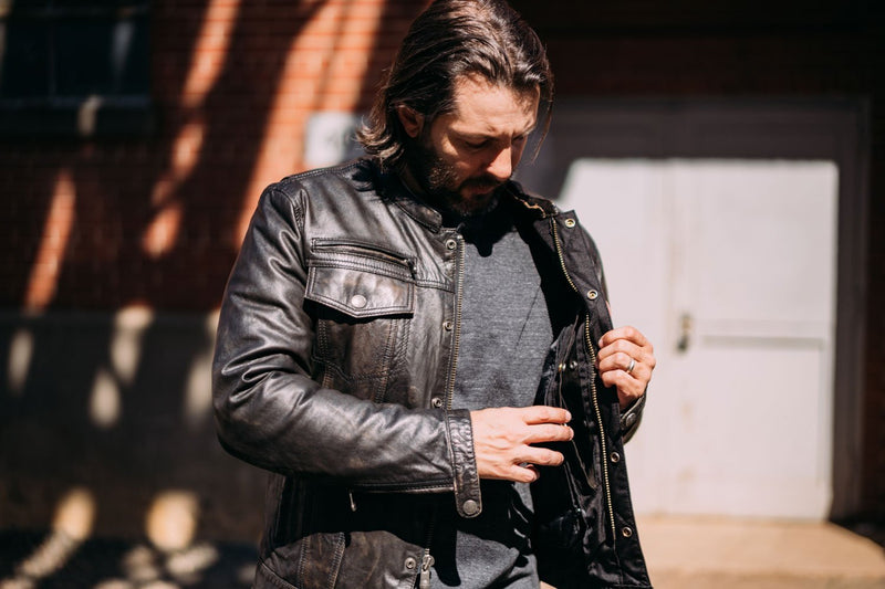 First MFG Co. Vendetta Mens Black Motorcycle Real Leather Jacket