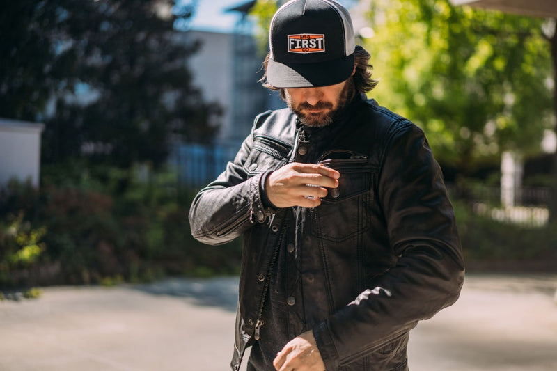 First MFG Co. Vendetta Mens Black Motorcycle Real Leather Jacket