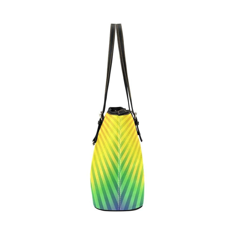 Large Leather Tote Shoulder Bag - Rainbow Radial-v Handbag