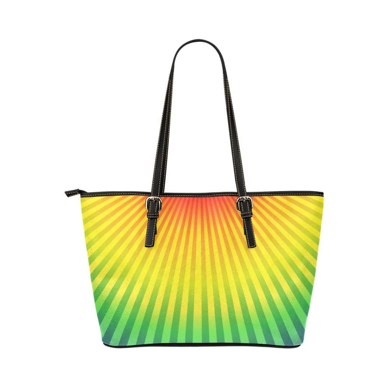 Large Leather Tote Shoulder Bag - Rainbow Radial-v Handbag