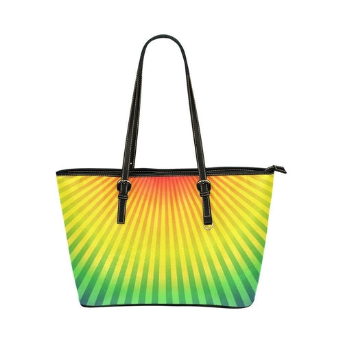 Large Leather Tote Shoulder Bag - Rainbow Radial-v Handbag