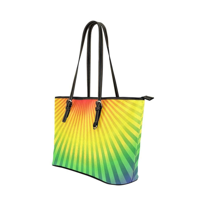 Large Leather Tote Shoulder Bag - Rainbow Radial-v Handbag